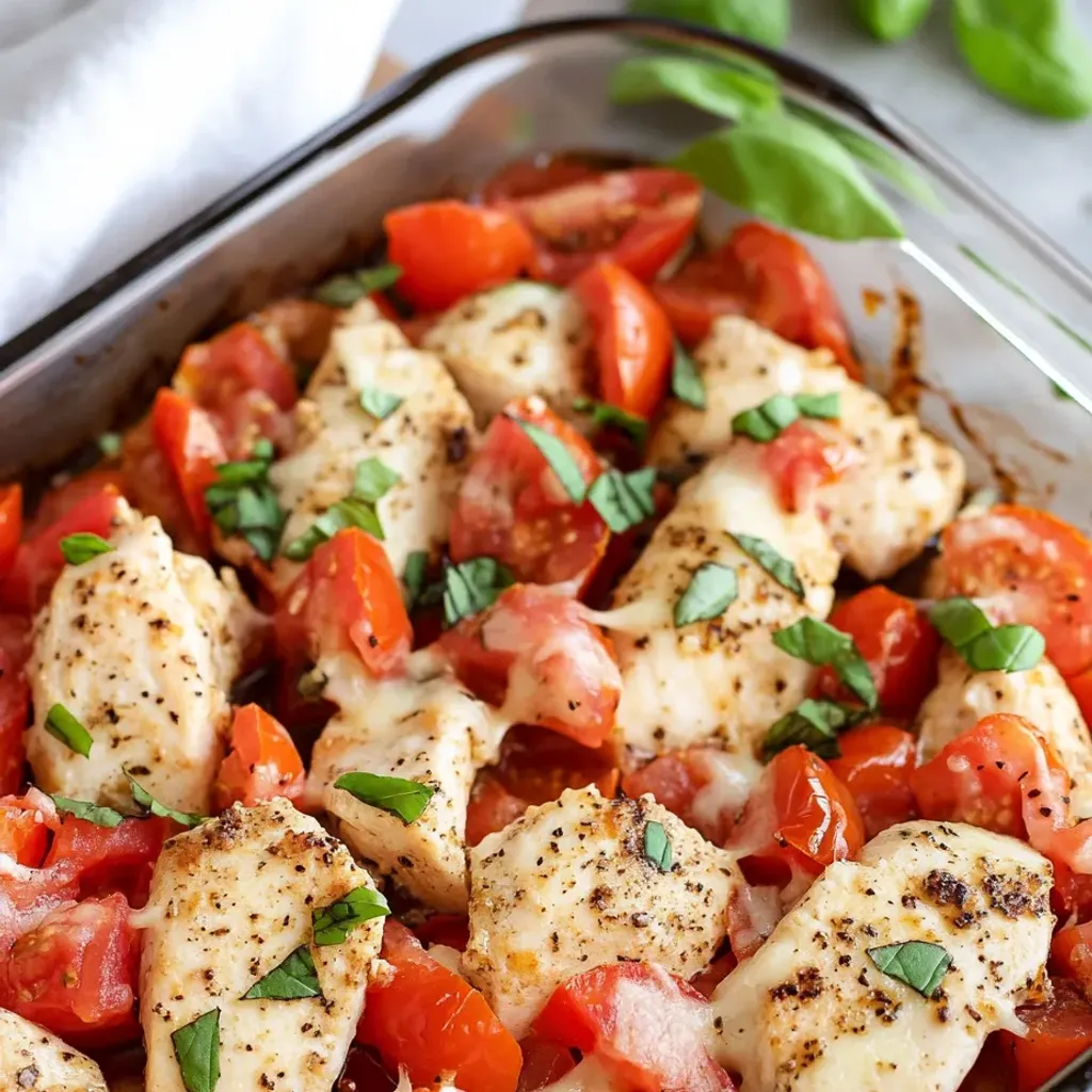 Savory Bruschetta Chicken Bake with Fresh Tomatoes