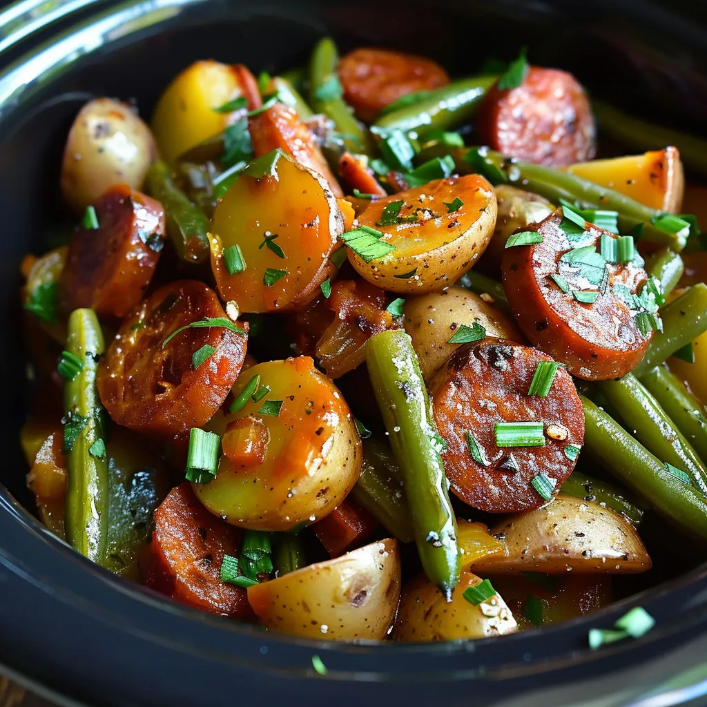 Savory Crockpot Kielbasa Green Beans Recipe