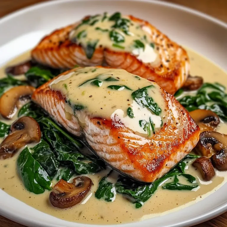 Savory Garlic Butter Salmon with Spinach and Mushrooms