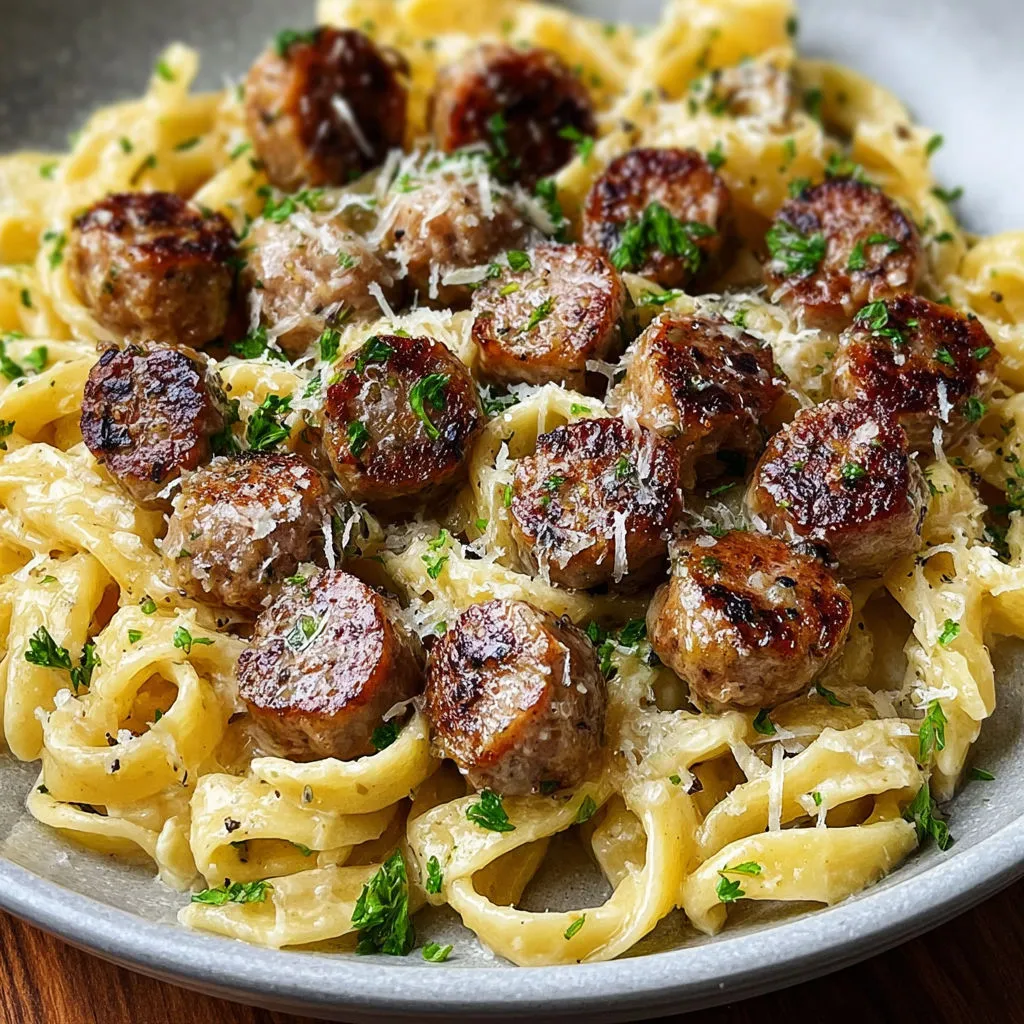 Savory Garlic Butter Sausage Parm Pasta
