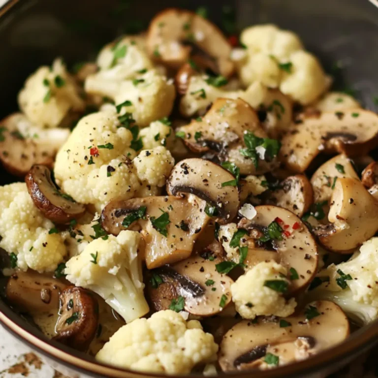 Savory Garlic Roasted Cauliflower with Mushrooms