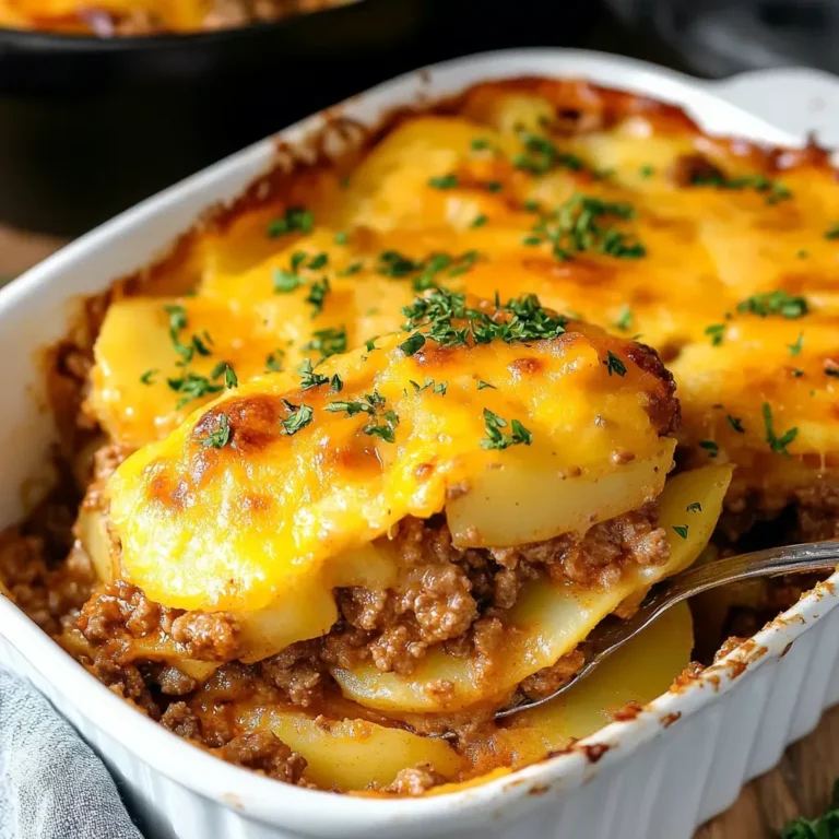 Savory Ground Beef Potato Casserole