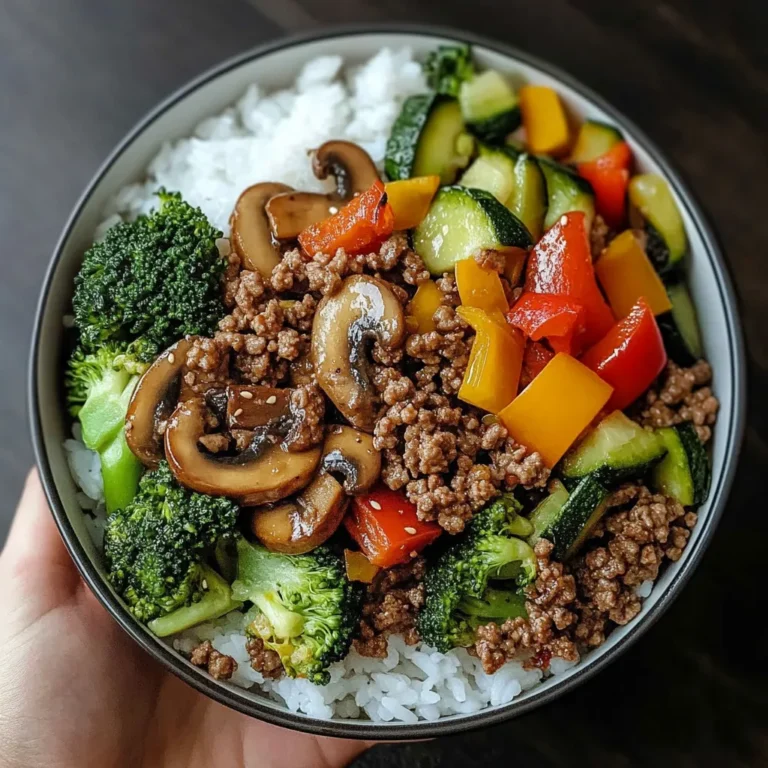 Savory Ground Beef Veggie Stir-Fry with Rice