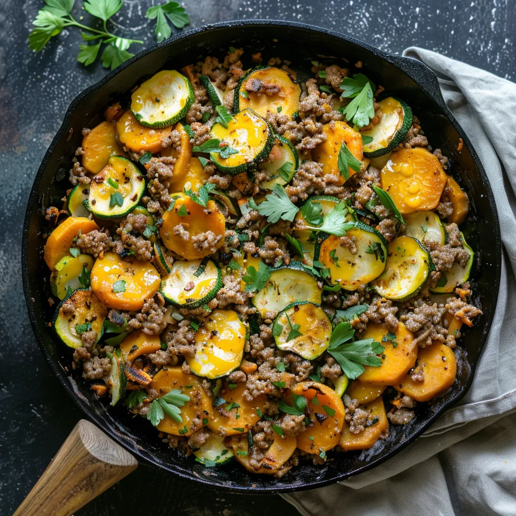 Savory Ground Beef Zucchini Skillet