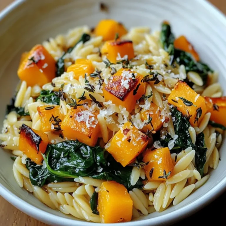 Savory Orzo Recipe with Butternut Squash and Spinach