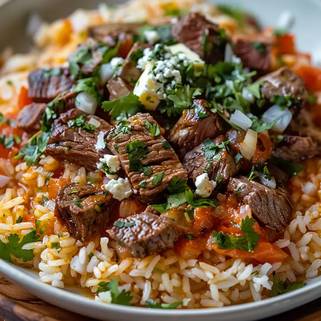 Savory Steak Queso Rice Bowl