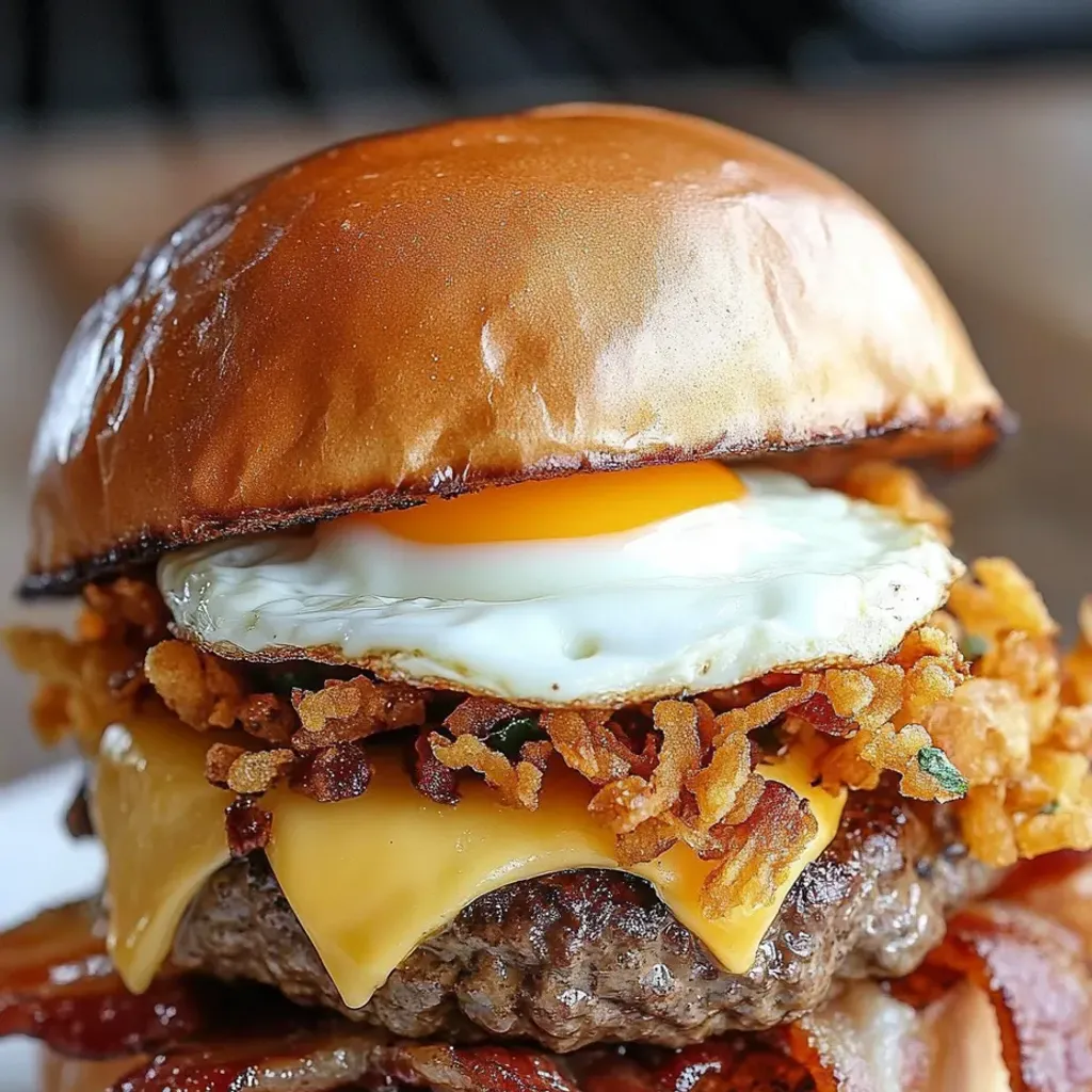 Ultimate Hangover Burger with Bacon and Egg