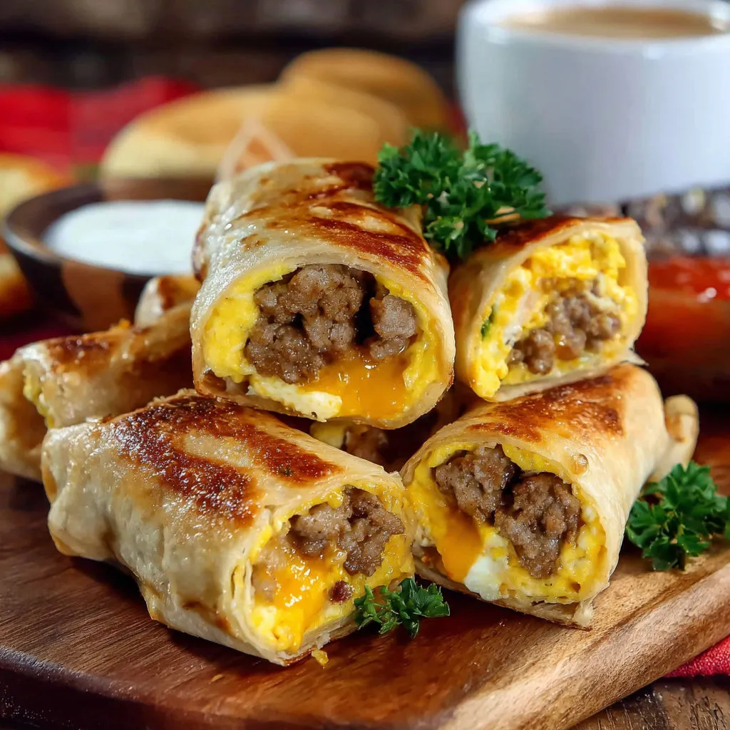 Cheesy Sausage Egg Roll-Ups Recipe