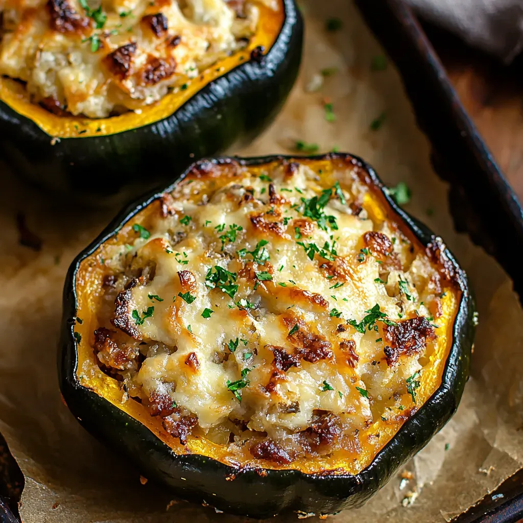 Cheesy Spinach Stuffed Baked Acorn Squash