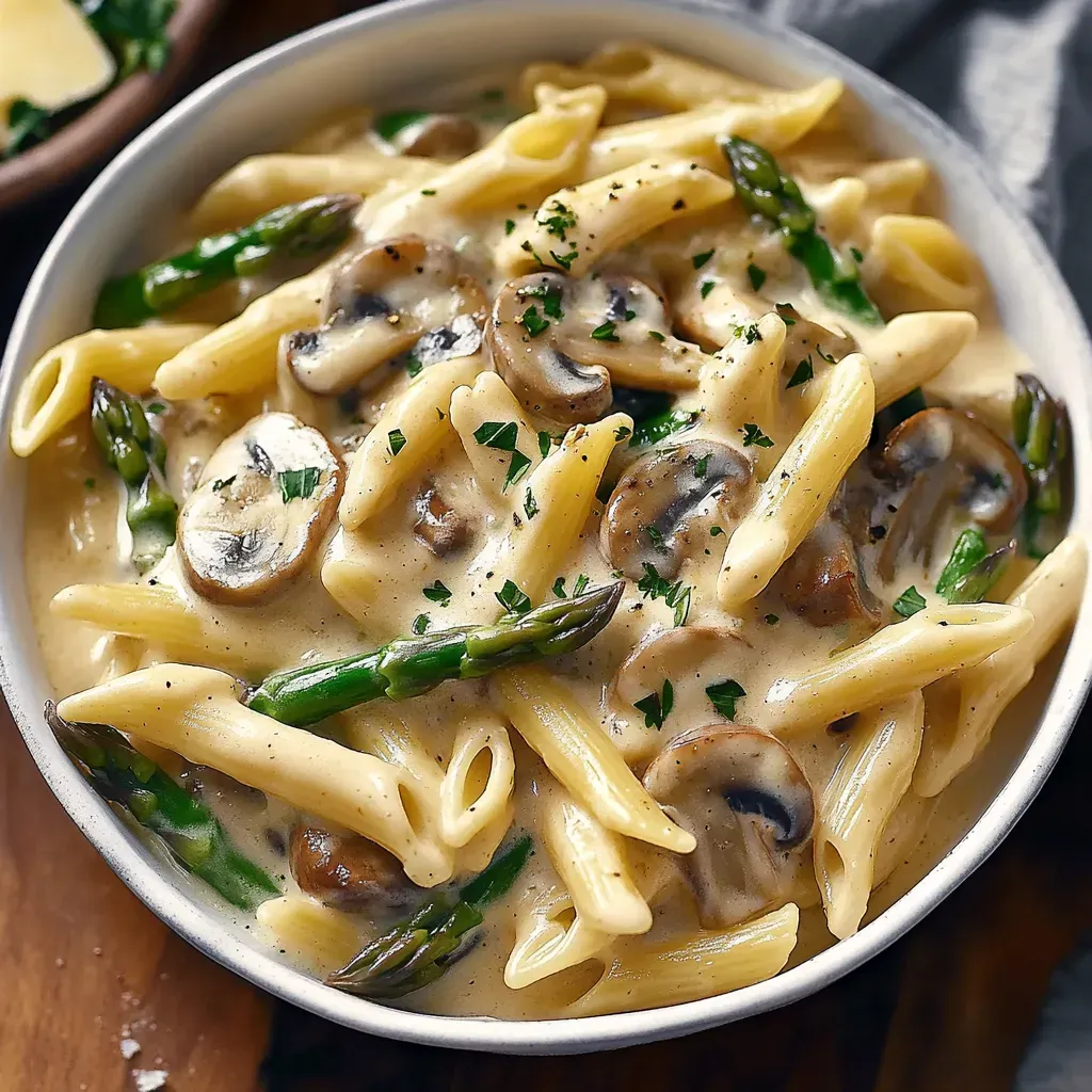 Creamy Asparagus Chicken Penne with Mushroom - Delicious Recipe