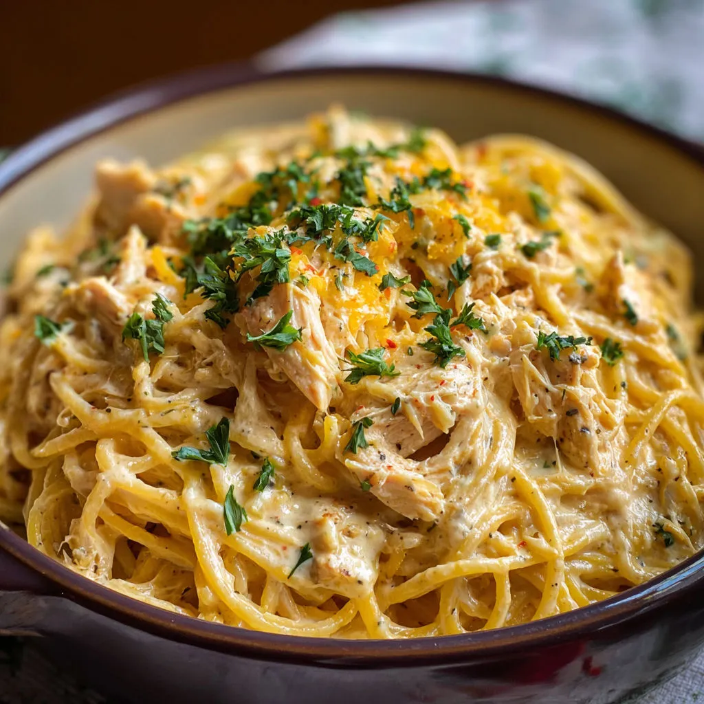 Creamy Crockpot Chicken Spaghetti: Easy Slow Cooker Recipe