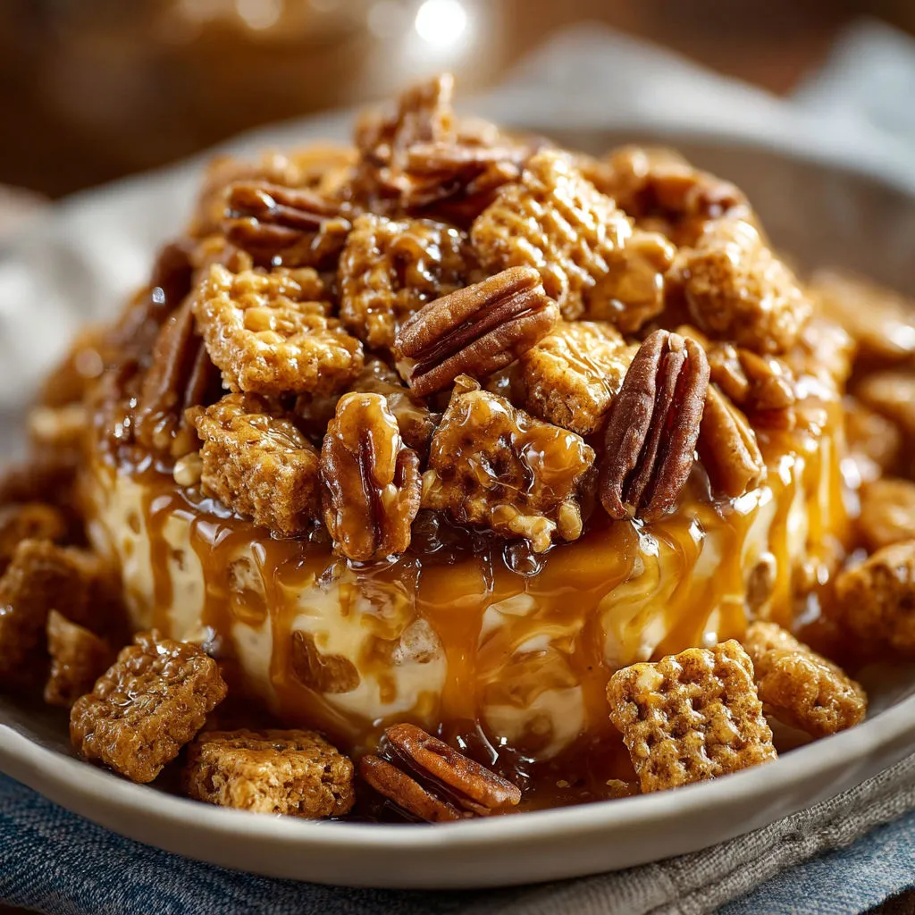 Crunchy Praline Cereal with Caramel Drizzle