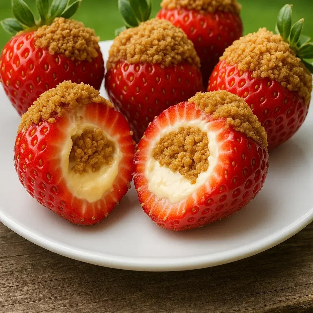 Decadent Cookie Butter Cheesecake Stuffed Strawberries