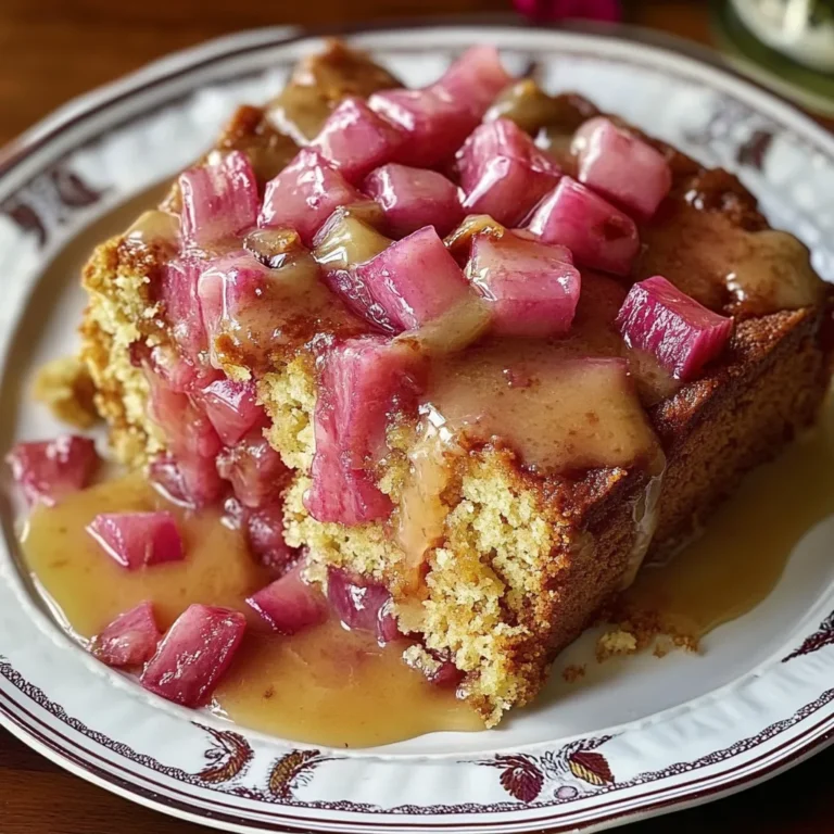 Delicious Rhubarb Cake with Sweet Sauce