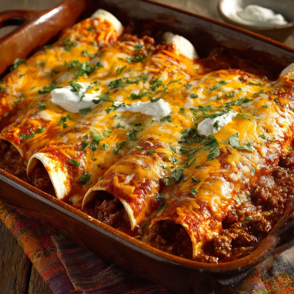 Savory Beef and Bean Enchiladas Recipe