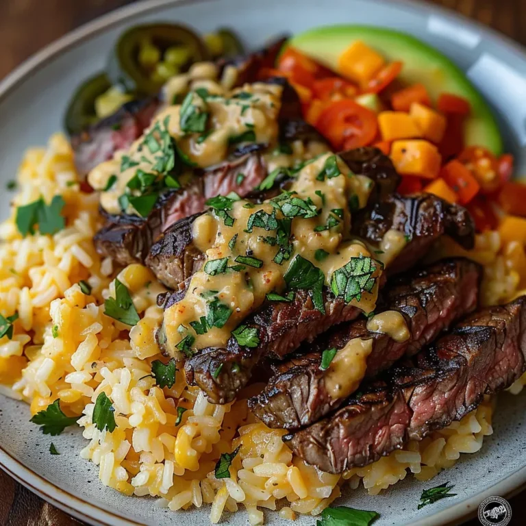 Savory Steak Queso Rice Bowl
