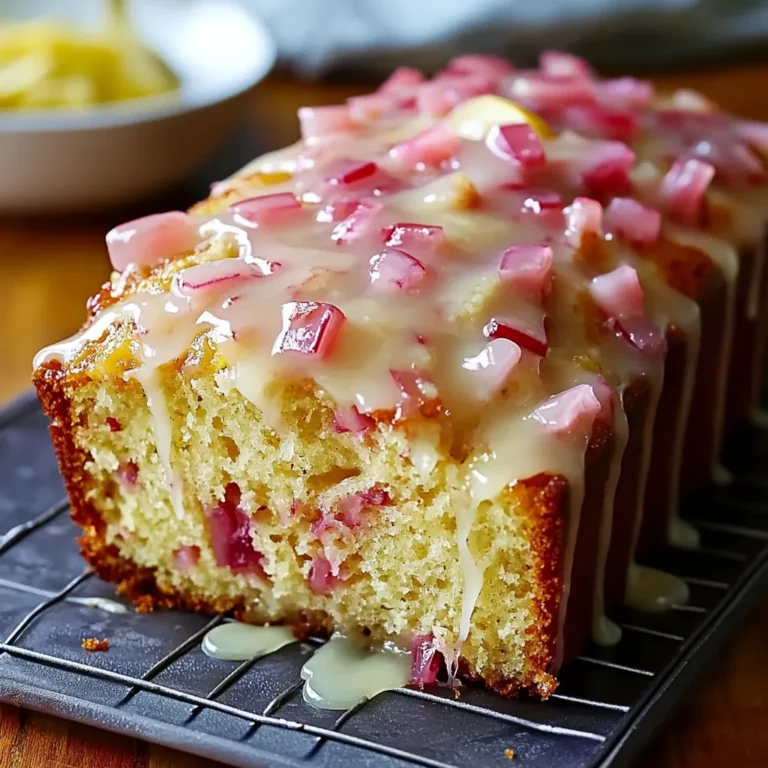 Tangy Lemon Rhubarb Loaf with Sweet Glaze